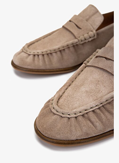 Valmenti Kadın Bej Süet Loafer Ayakkabı - Görsel 4