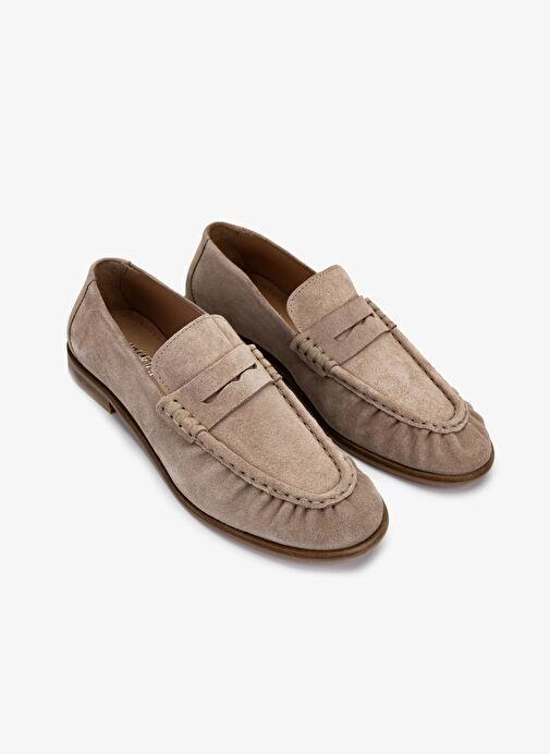 Valmenti Kadın Bej Süet Loafer Ayakkabı - Görsel 3