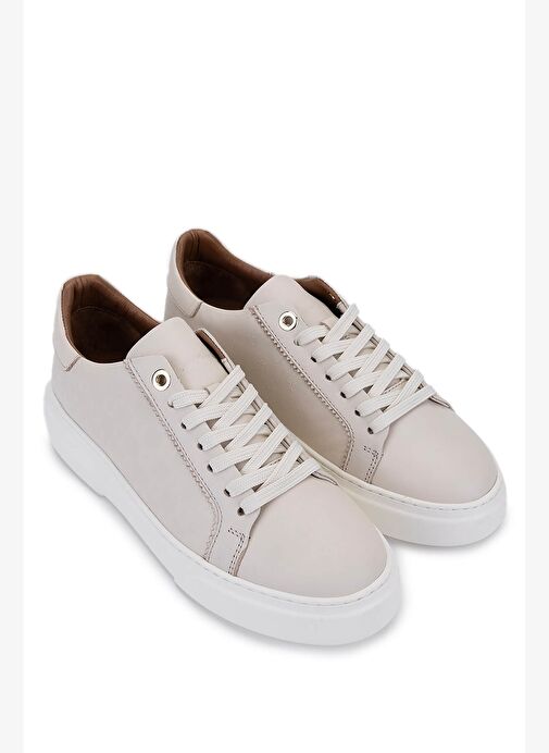 Tamer Tanca Kadın Hakiki Deri Bej Sneakers & Spor Ayakkabı - Görsel 3