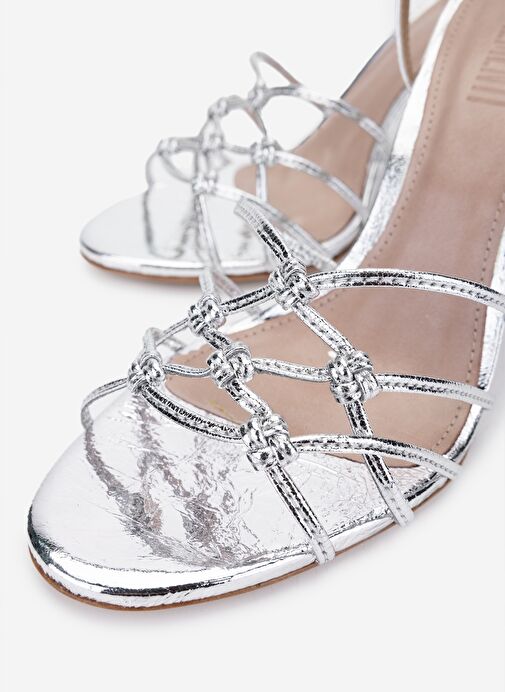 Valmenti Valmenti Gümüş Kadın Hakiki Deri Topuklu Ayakkabı | Boyner Gümüş - 4. görsel