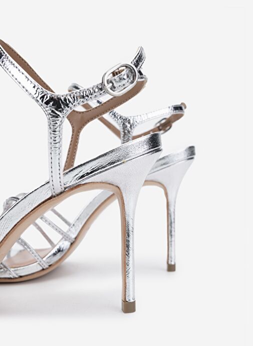 Valmenti Valmenti Gümüş Kadın Hakiki Deri Topuklu Ayakkabı | Boyner Gümüş - 5. görsel