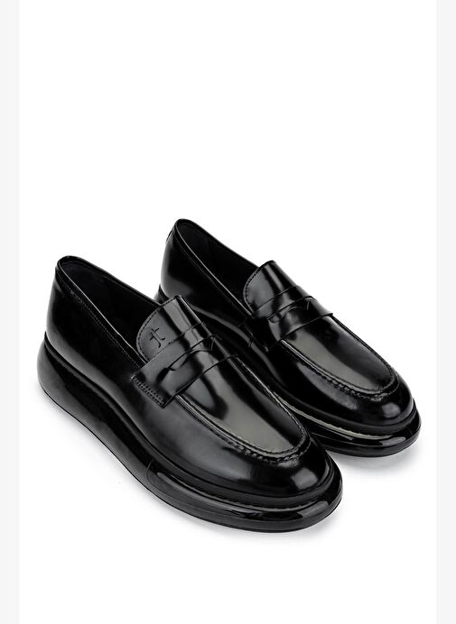 Tamer Tanca Erkek Hakiki Deri Siyah Açma Loafer Ayakkabı - Görsel 3