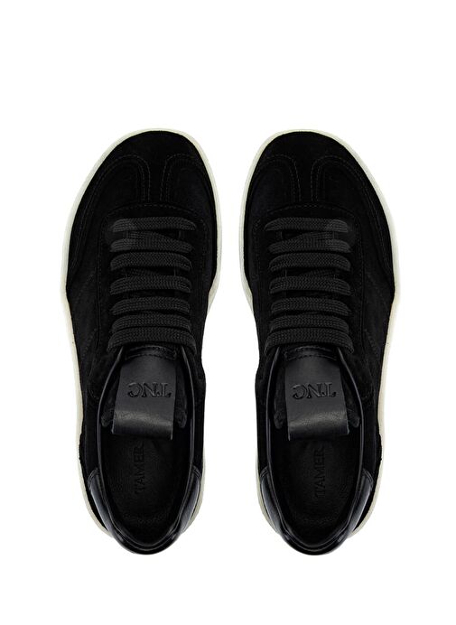 Tamer Tanca Erkek Hakiki Deri Siyah Süet Sneakers & Spor Ayakkabı - Görsel 6