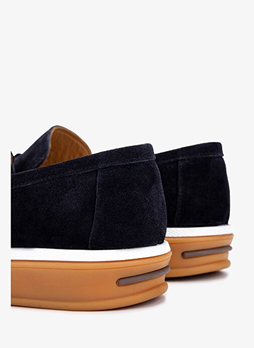 Valmenti Erkek Hakiki Deri Lacivert Süet Loafer Ayakkabı - Görsel 6