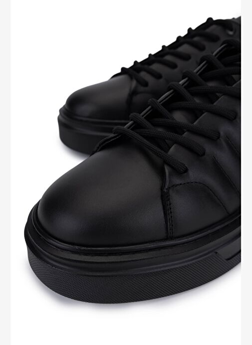 Tamer Tanca Erkek Hakiki Deri Siyah Deri Sneakers & Spor Ayakkabı - Görsel 4