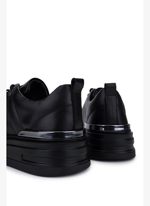 Tamer Tanca Erkek Hakiki Deri Siyah Deri Sneakers & Spor Ayakkabı - Görsel 6