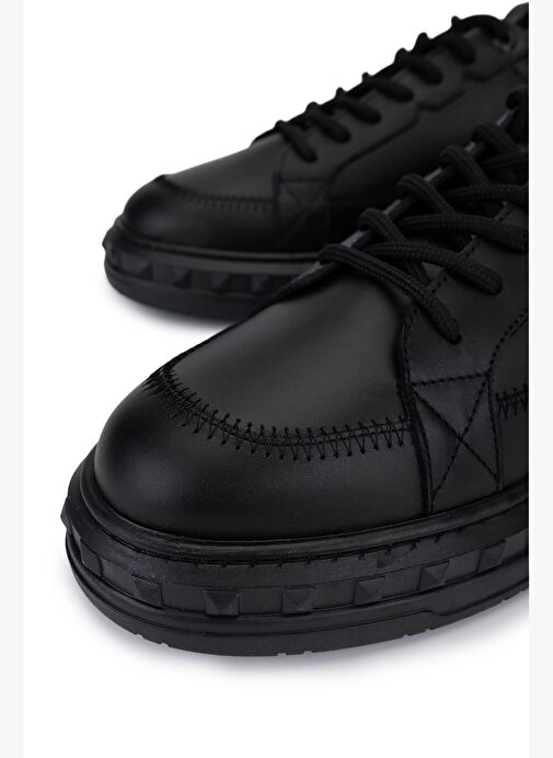 Tamer Tanca Erkek Hakiki Deri Siyah Deri Sneakers & Spor Ayakkabı - Görsel 4
