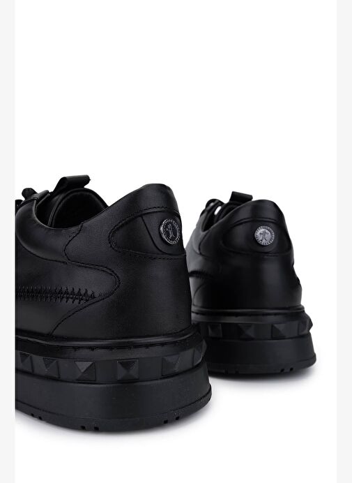 Tamer Tanca Erkek Hakiki Deri Siyah Deri Sneakers & Spor Ayakkabı - Görsel 6