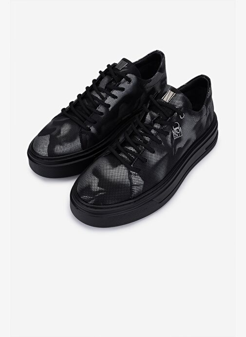 Valmenti Erkek Siyah Hakiki Deri Sneakers & Spor Ayakkabı - Görsel 6