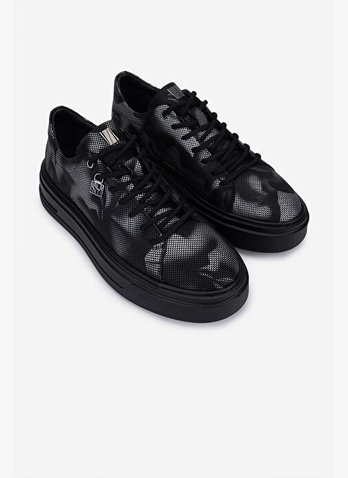 Valmenti Erkek Siyah Hakiki Deri Sneakers & Spor Ayakkabı - Görsel 3