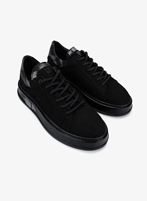 Valmenti Erkek Siyah Hakiki Deri Sneakers & Spor Ayakkabı - Görsel 3