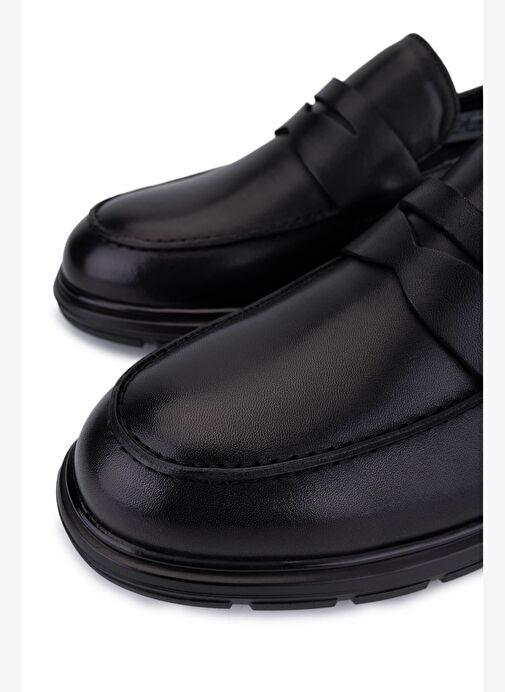 Tamer Tanca Erkek Hakiki Deri Siyah Loafer Ayakkabı - Görsel 4