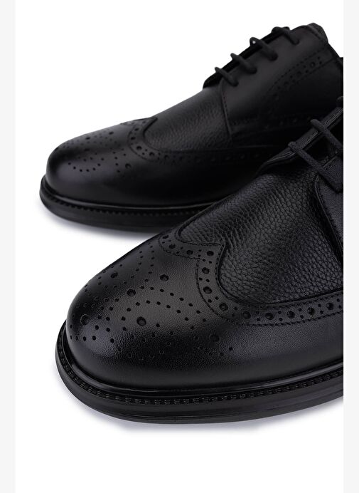 Tamer Tanca Erkek Hakiki Deri Siyah Klasik Ayakkabı - Görsel 4