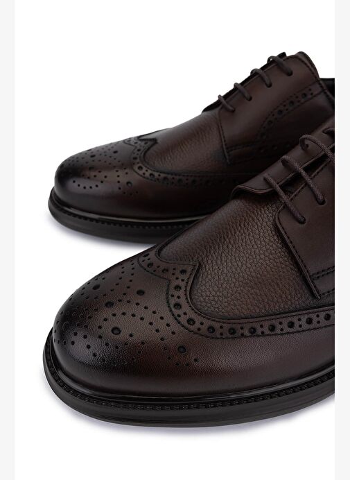 Tamer Tanca Erkek Hakiki Deri Kahverengi Klasik Ayakkabı - Görsel 4