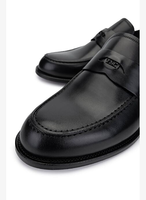 Tamer Tanca Erkek Hakiki Deri Siyah Analin Makosen Ayakkabı - Görsel 4