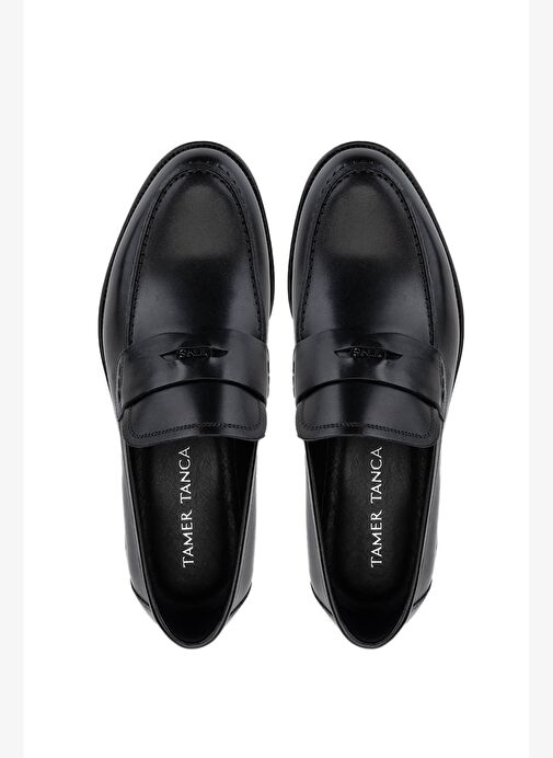 Tamer Tanca Erkek Hakiki Deri Siyah Analin Makosen Ayakkabı - Görsel 6