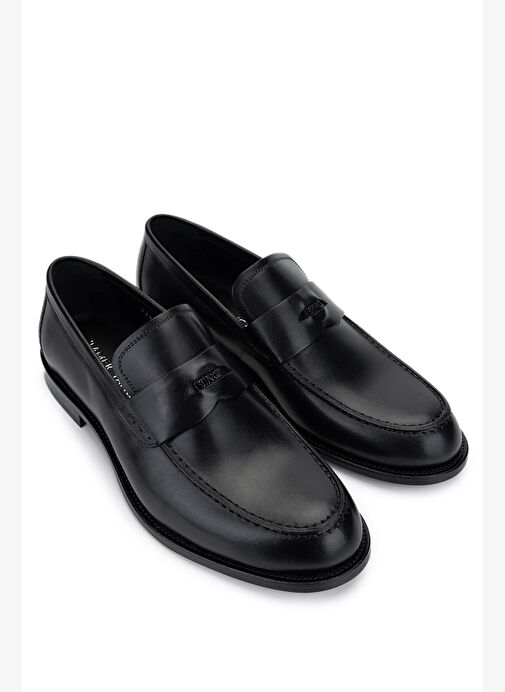 Tamer Tanca Erkek Hakiki Deri Siyah Analin Makosen Ayakkabı - Görsel 3