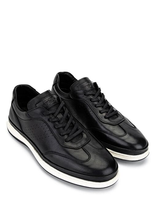 Tamer Tanca Erkek Hakiki Deri Siyah/Beyaz Casual Ayakkabı - Görsel 3