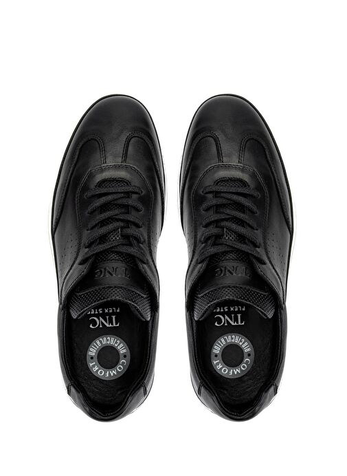 Tamer Tanca Erkek Hakiki Deri Siyah/Beyaz Casual Ayakkabı - Görsel 6