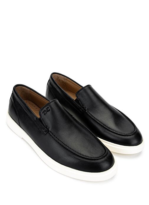 Tamer Tanca Erkek Hakiki Deri Siyah Deri Loafer Ayakkabı - Görsel 3