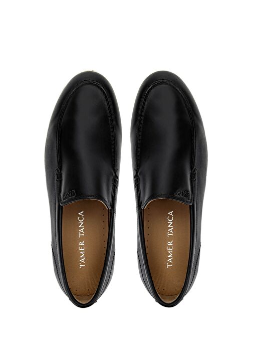 Tamer Tanca Erkek Hakiki Deri Siyah Deri Loafer Ayakkabı - Görsel 6