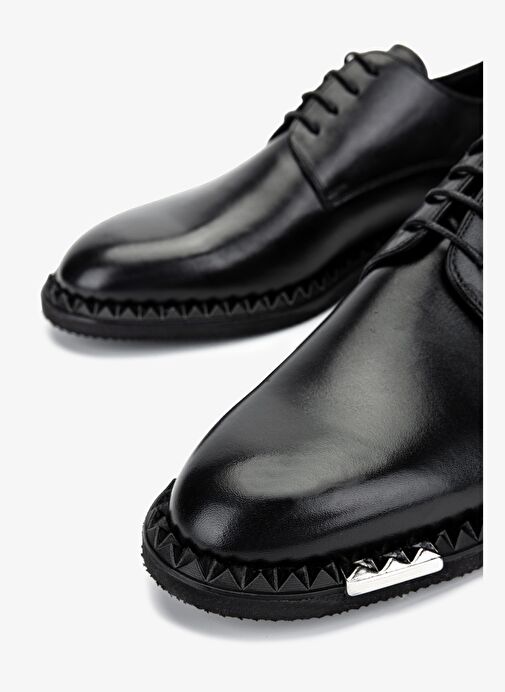 Valmenti Erkek Hakiki Deri Siyah Analin Klasik Ayakkabı - Görsel 4