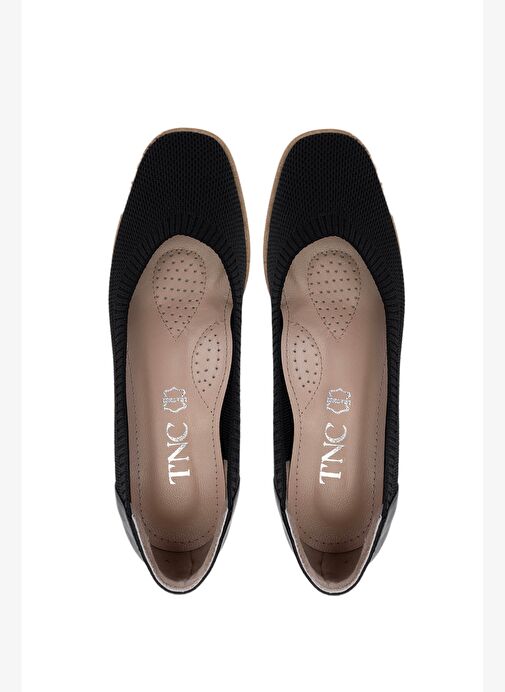 Tamer Tanca Kadın Deri & Tekstil Siyah Topuklu Ayakkabı - Görsel 6