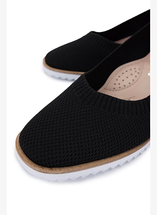 Tamer Tanca Kadın Deri & Tekstil Siyah Topuklu Ayakkabı - Görsel 4