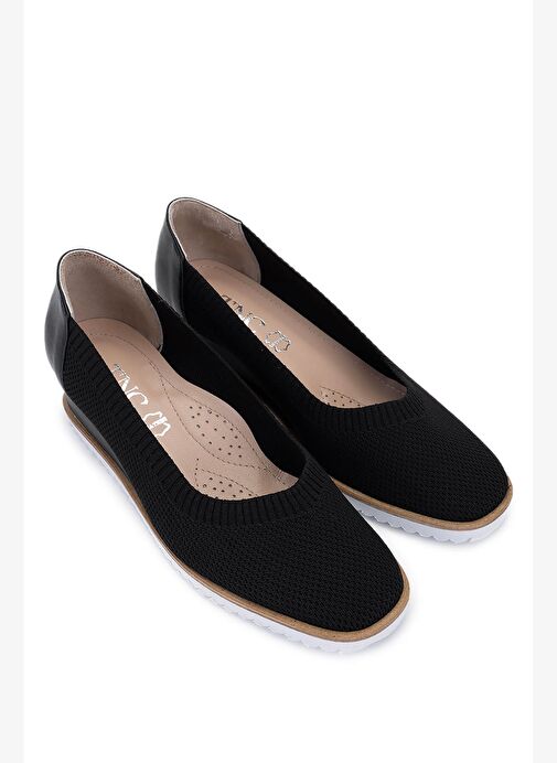 Tamer Tanca Kadın Deri & Tekstil Siyah Topuklu Ayakkabı - Görsel 3