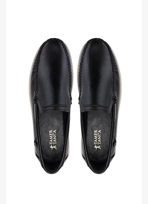 Tamer Tanca Erkek Hakiki Deri Siyah Floter Loafer Ayakkabı - Görsel 6