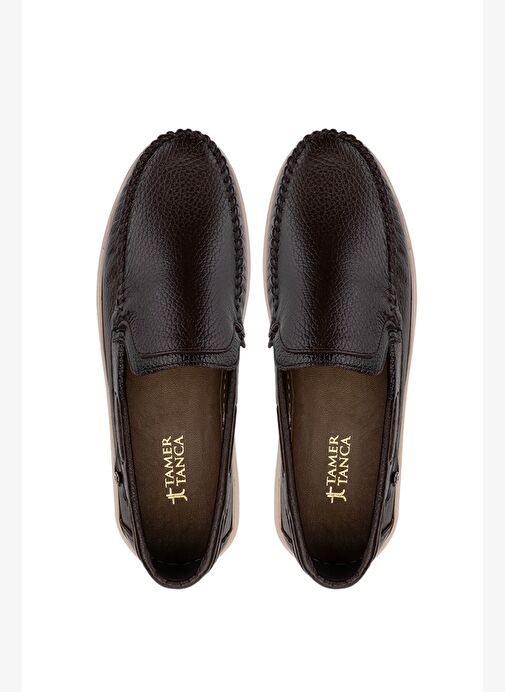 Tamer Tanca Erkek Hakiki Deri Kahverengi Loafer Ayakkabı - Görsel 6