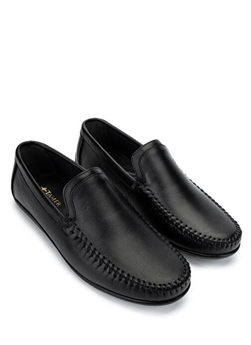 Tamer Tanca Erkek Hakiki Deri Siyah Deri Loafer Ayakkabı - Görsel 3