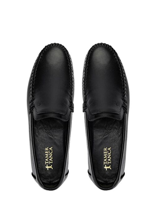 Tamer Tanca Erkek Hakiki Deri Siyah Deri Loafer Ayakkabı - Görsel 6