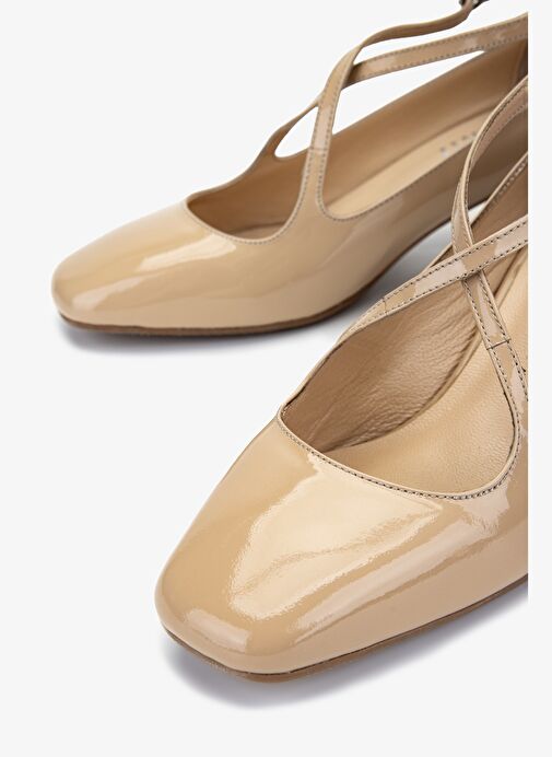 Valmenti Kadın Hakiki Deri Bej Topuklu Ayakkabı - Görsel 4