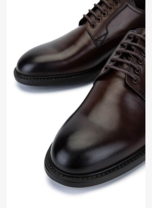 Tamer Tanca Erkek Hakiki Deri Kahverengi Klasik Ayakkabı - Görsel 5