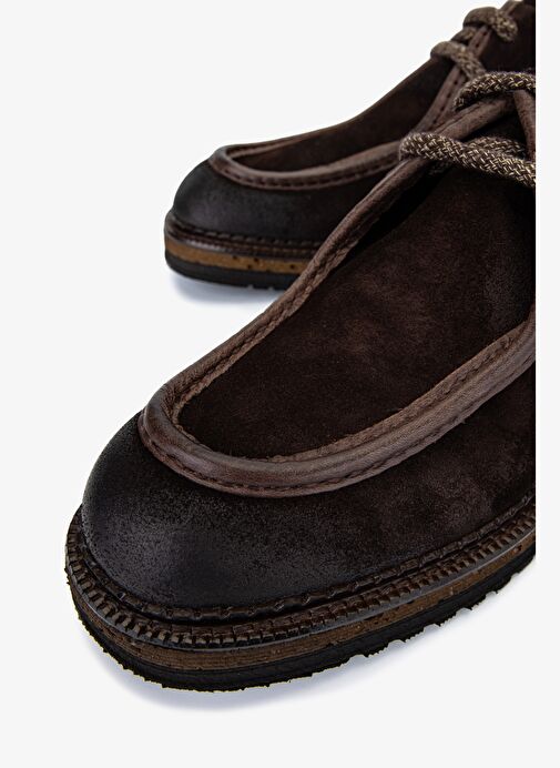 Valmenti Erkek Hakiki Deri Kahverengi Süet Casual Ayakkabı - Görsel 4