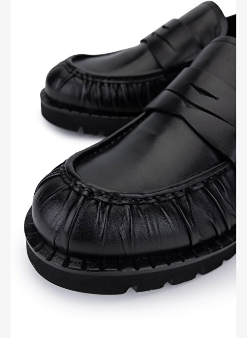 Tamer Tanca Erkek Hakiki Deri Siyah Deri Loafer Ayakkabı - Görsel 4