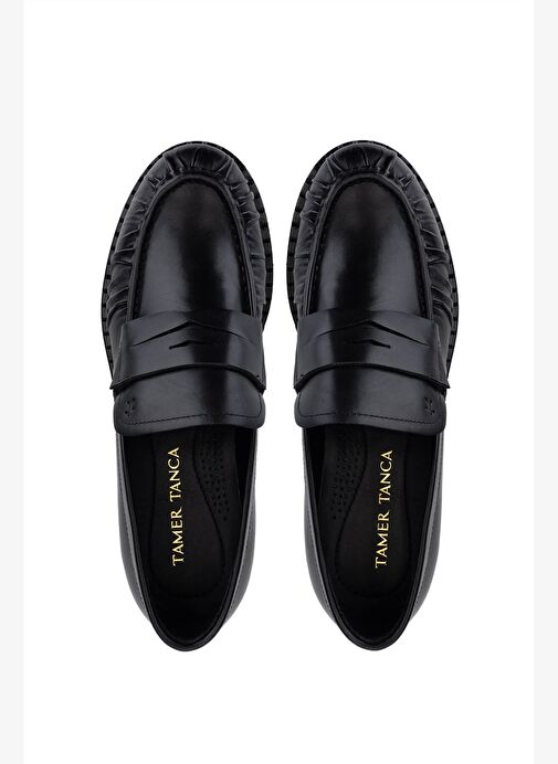 Tamer Tanca Erkek Hakiki Deri Siyah Deri Loafer Ayakkabı - Görsel 6