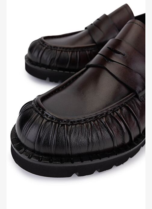 Tamer Tanca Erkek Hakiki Deri Kahverengi Loafer Ayakkabı - Görsel 4