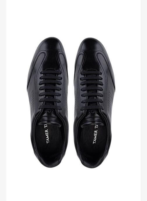 Tamer Tanca Erkek Hakiki Deri Siyah Antik Casual Ayakkabı - Görsel 6