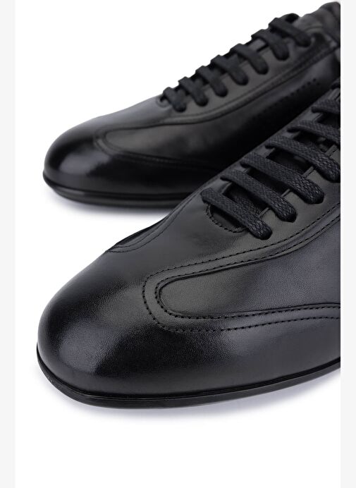 Tamer Tanca Erkek Hakiki Deri Siyah Antik Casual Ayakkabı - Görsel 4