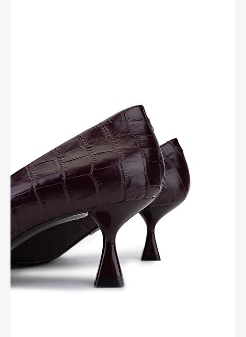 Tamer Tanca Kadın Hakiki Deri Bordo Topuklu Ayakkabı - Görsel 5