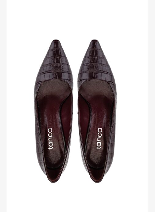 Tamer Tanca Kadın Hakiki Deri Bordo Topuklu Ayakkabı - Görsel 7