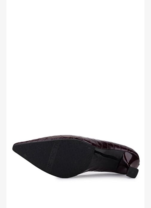 Tamer Tanca Kadın Hakiki Deri Bordo Topuklu Ayakkabı - Görsel 6
