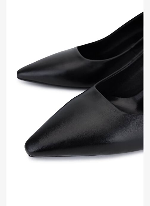 Tamer Tanca Kadın Hakiki Deri Siyah Topuklu Ayakkabı - Görsel 4