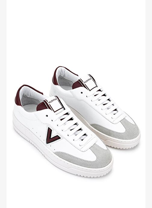 Mario Valentino Kadın Hakiki Deri Beyaz/Bordo Sneakers & Spor Ayakkabı - Görsel 3