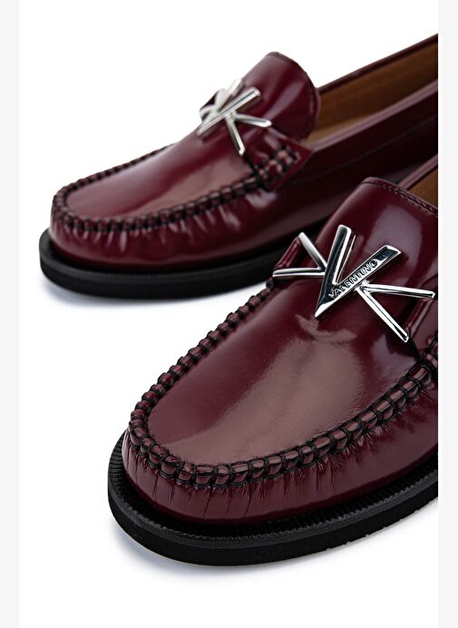 Mario Valentino Kadın Hakiki Deri Bordo Loafer Ayakkabı - Görsel 5
