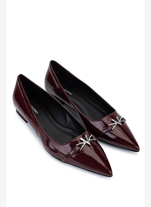 Mario Valentino Kadın Hakiki Deri Bordo Babet Ayakkabı - Görsel 3