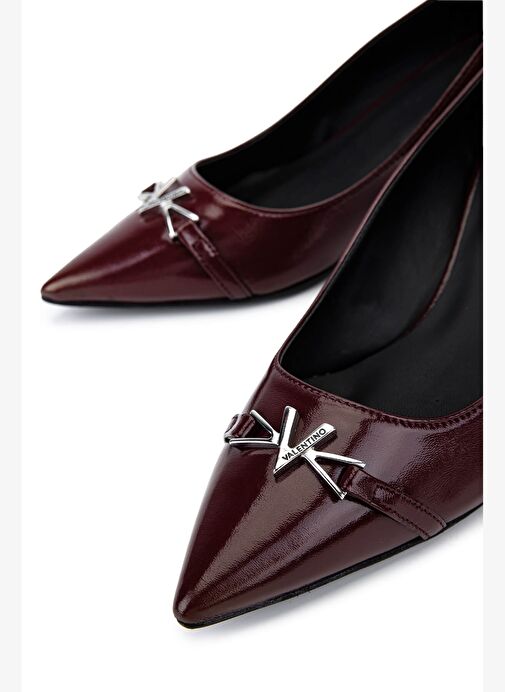 Mario Valentino Kadın Hakiki Deri Bordo Topuklu Ayakkabı - Görsel 5