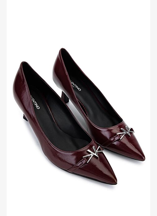 Mario Valentino Kadın Hakiki Deri Bordo Topuklu Ayakkabı - Görsel 3